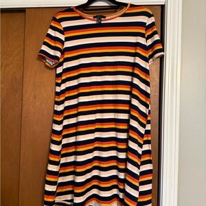 Forever 21 Navy and Yellow Striped Mini Dress